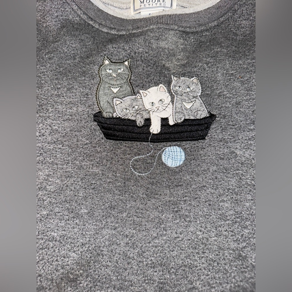 Vintage Jennifer Moore Embroidered Cats Sweatshirt size PM - Picture 8 of 11